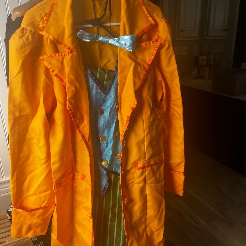 Mad Hatter Costume Coat with Blue Bow Tie and hat